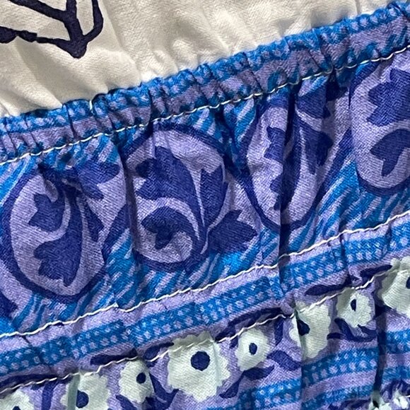 CECE (NWT) Sleeveless V-Neck Mini Dress Border Print Floral, White/Blue - L - Picture 6 of 12